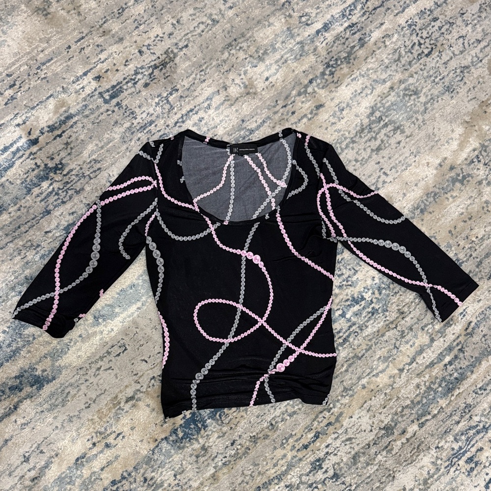 Black Top with Pink and Gray Pattern